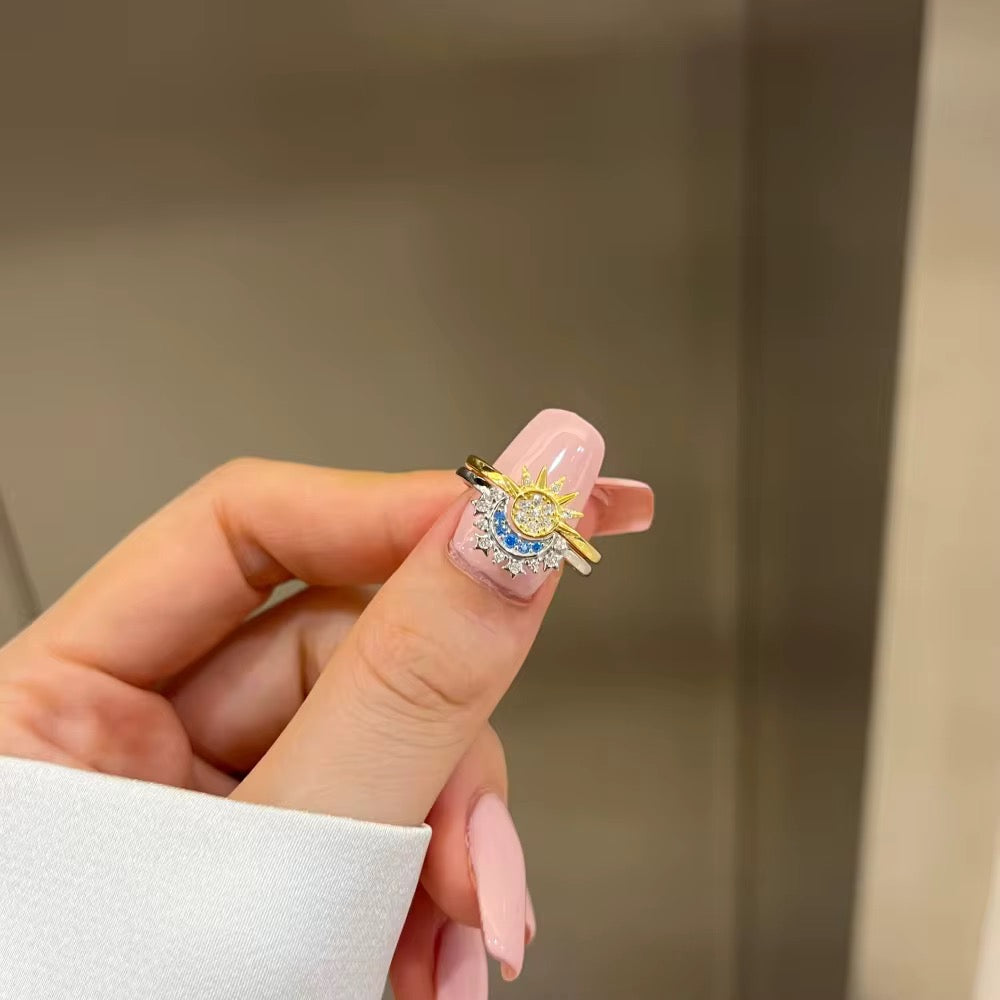 Dazzling Sun & Moon Friend Ring Set