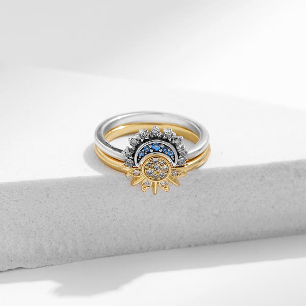 Dazzling Sun & Moon Friend Ring Set